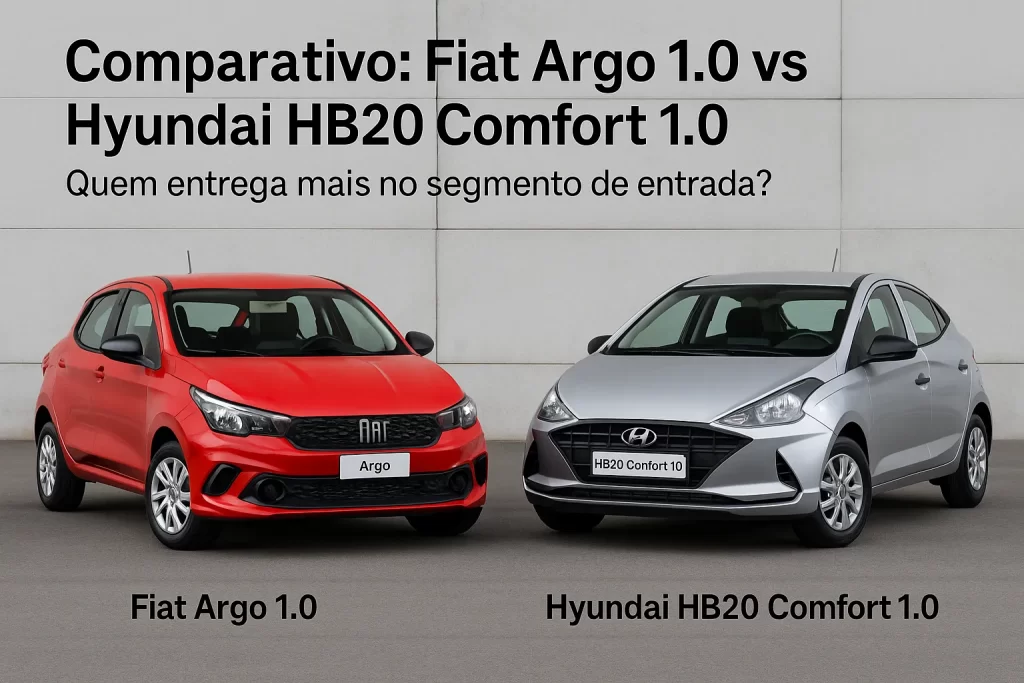 Comparativo carros Fiat Argo 1.0 VS Hyundai HB20 Comfort 1.0 Quem entrega mais no segmento de entrada