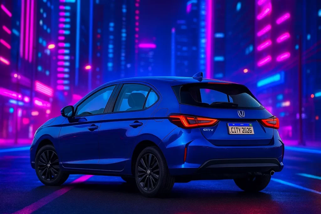 Carros para PCD Honda City Hatch EX 1.5 ano 2026. Ficha Técnica, preço, mercado, lista de equipamentos, consumo, desempenho e catálogo de cores.