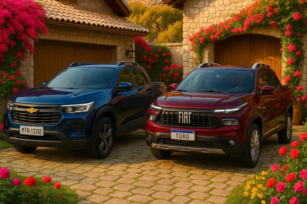 Comparativo carros Chevrolet Montana CD LTZ 1.2 ano 2026 vs Fiat Toro CD Endurance 1.3 ano 2026