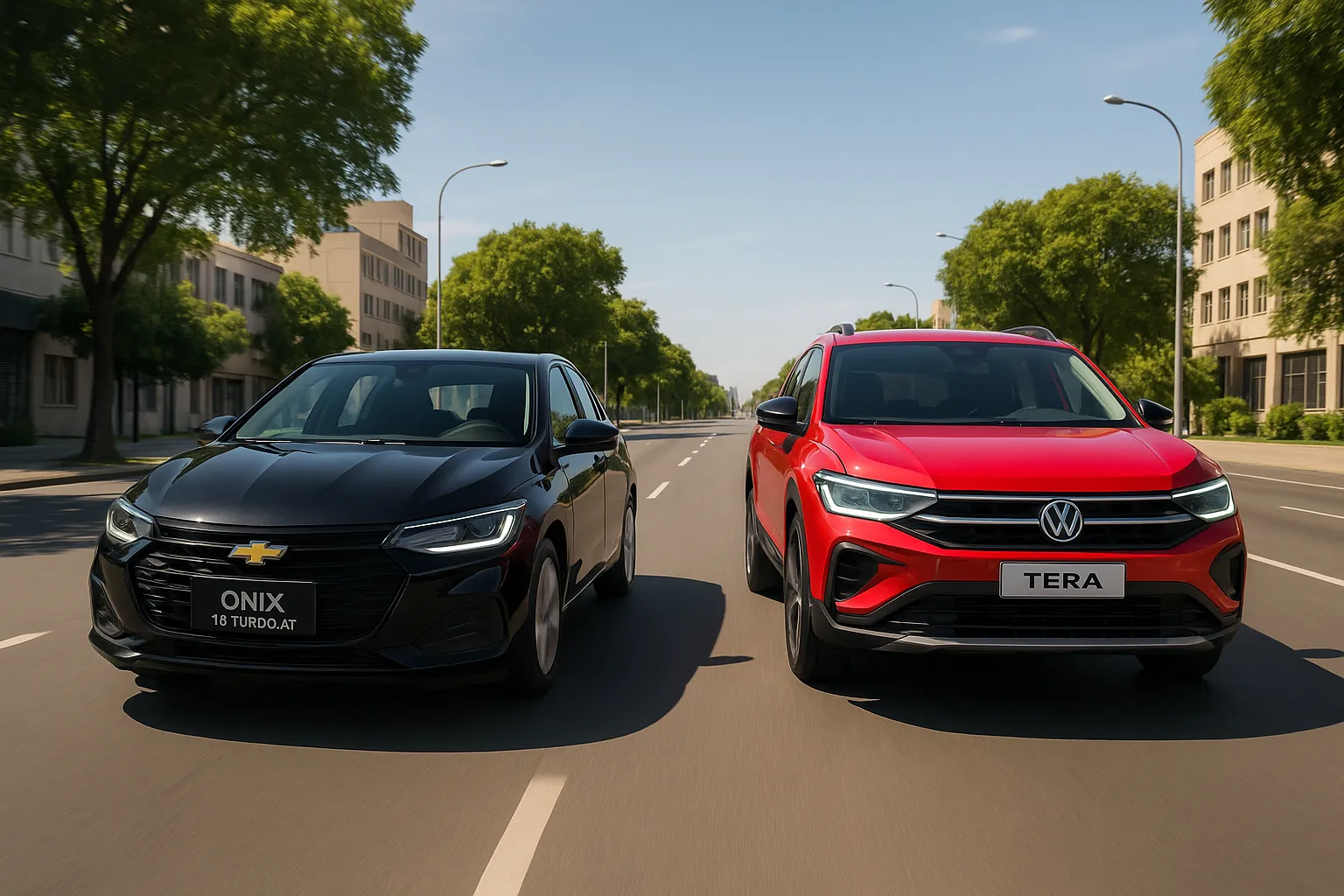 Comparativo carros VW Volkswagen Tera 1.0 TSi ano 2026 vs Chevrolet Onix 1.0 Turbo ano 2026