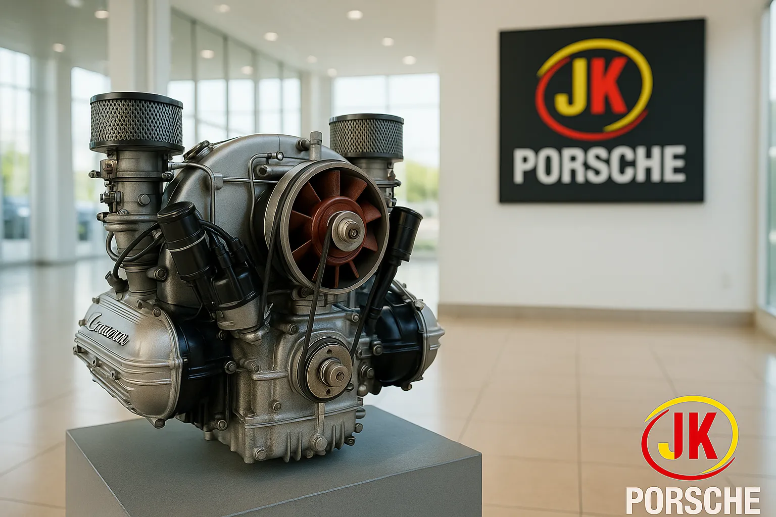 O motor de competição do Porsche 550 Spyder ano 1953 1.5 L DOHC “Carrera” - Tipo 547