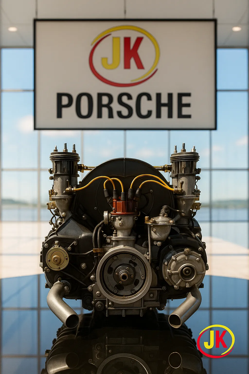 Porsche 356 antigo em pista, destacando desempenho do conjunto motor e câmbio