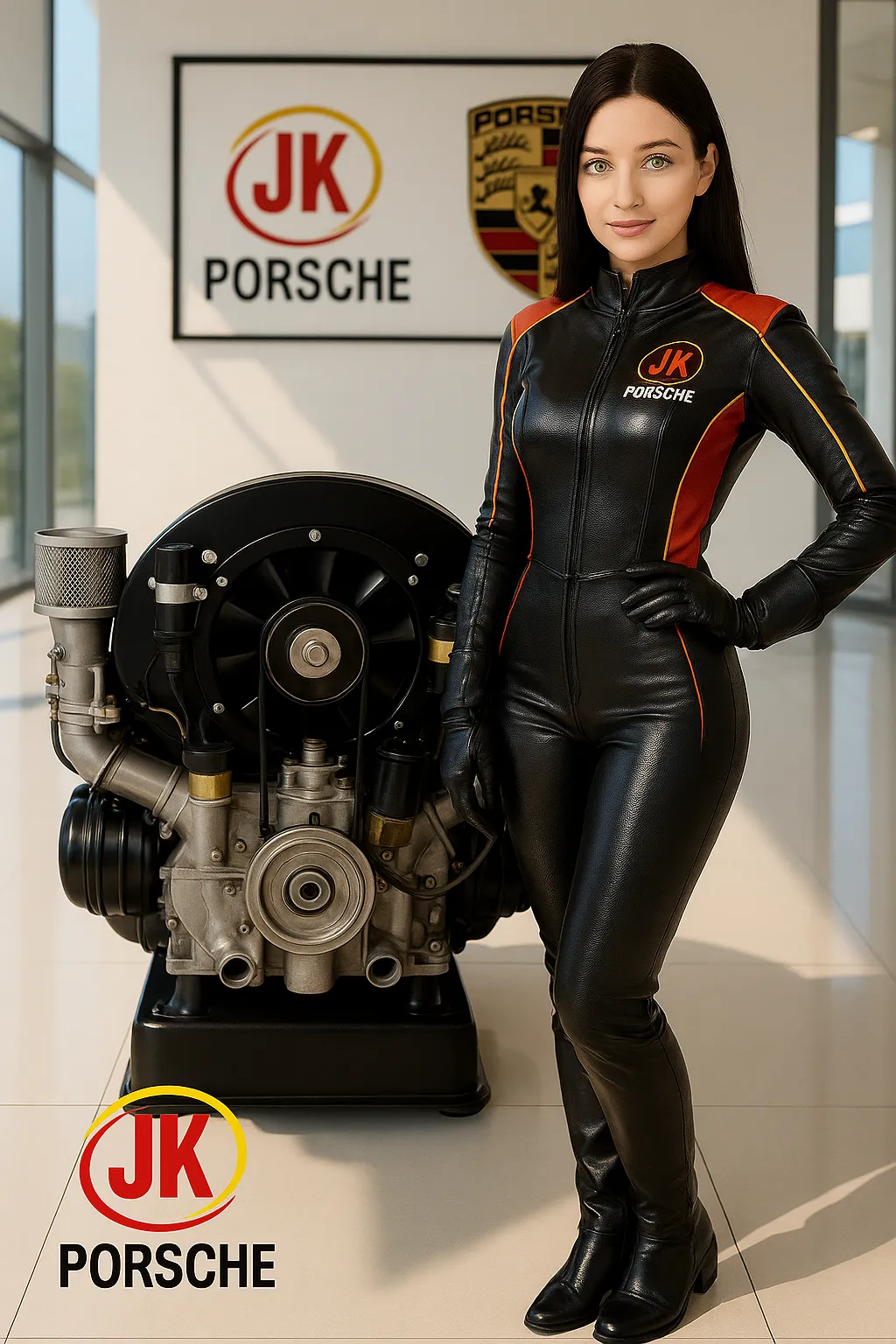 Detalhe do virabrequim e mancais lisos do motor Porsche 356 1500 Normal