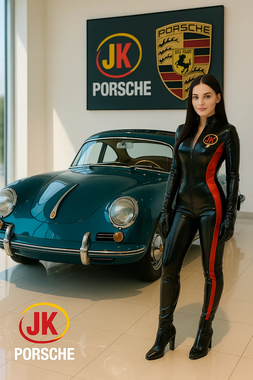 Vista traseira do motor Porsche 356 1500 Normal com ventilador e dutos de refrigeração