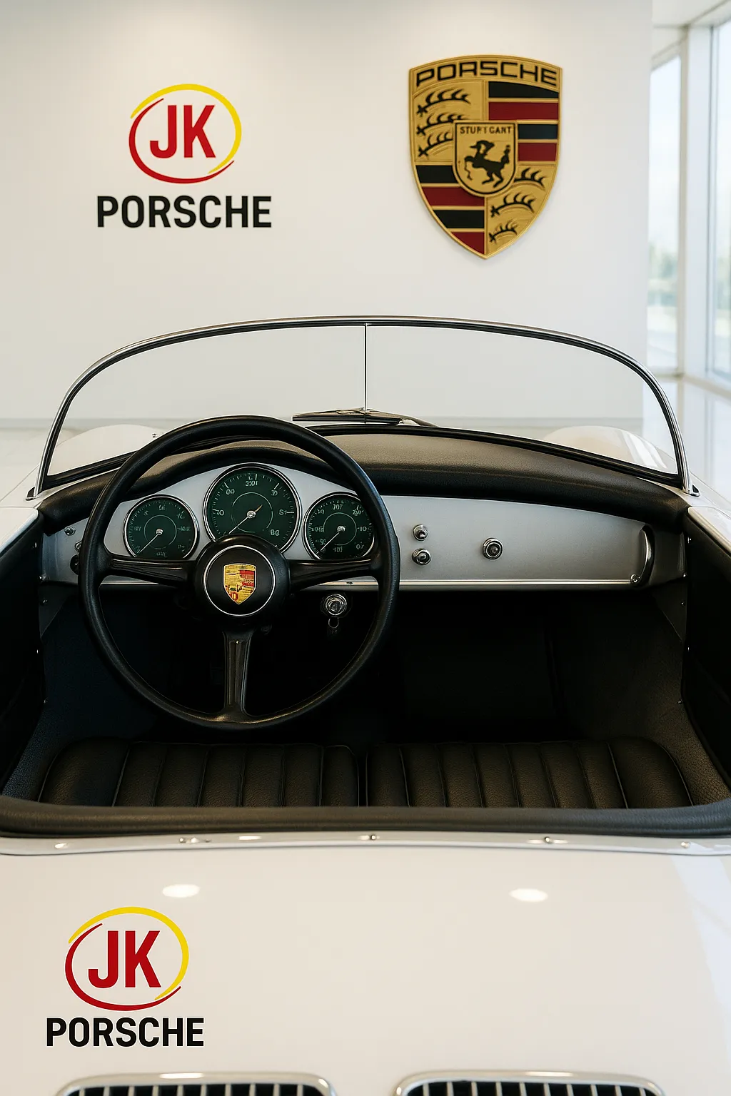 Porsche 550 Spyder em vista traseira, destacando proporções e acabamento