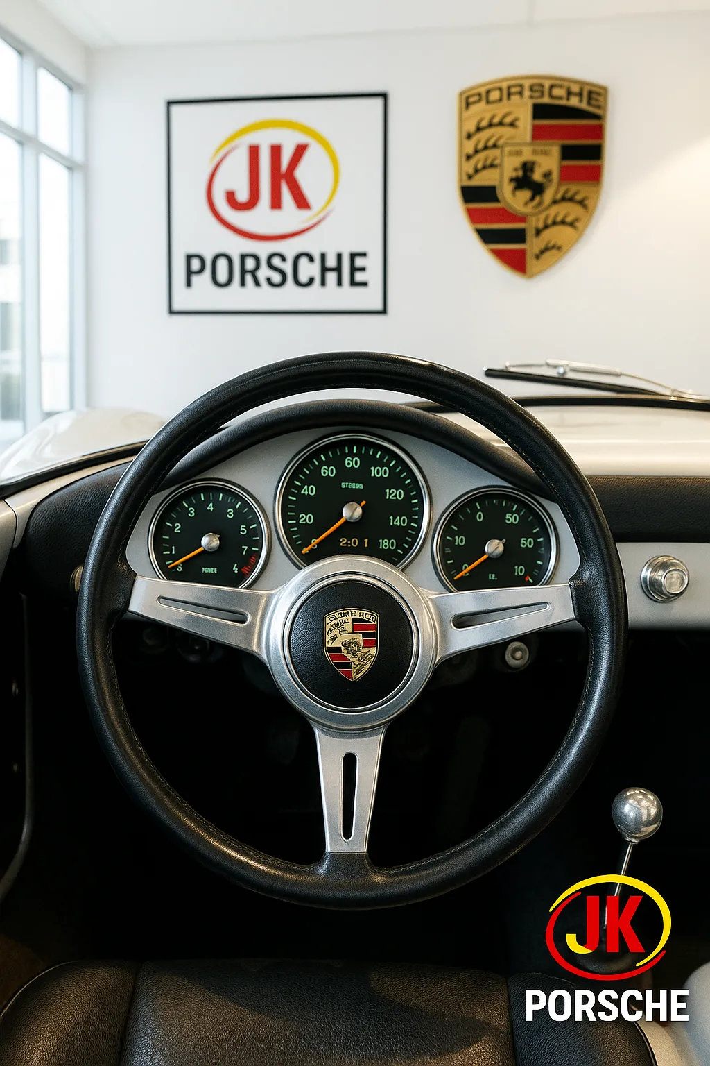 Detalhe do motor do Porsche 550 Spyder, componentes e estrutura