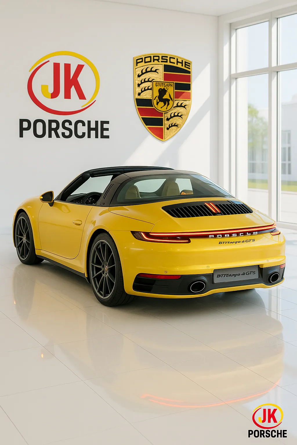 Teto Targa aberto, evidenciando o arco prateado característico