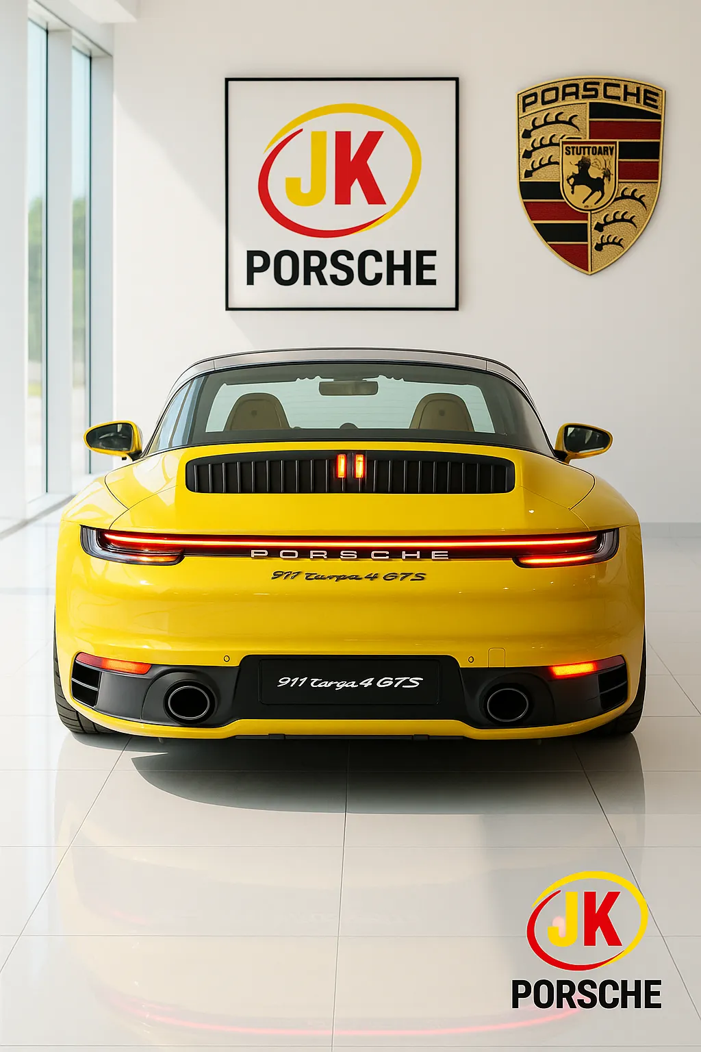 Detalhe do arco Targa e da traseira larga do 911 GTS