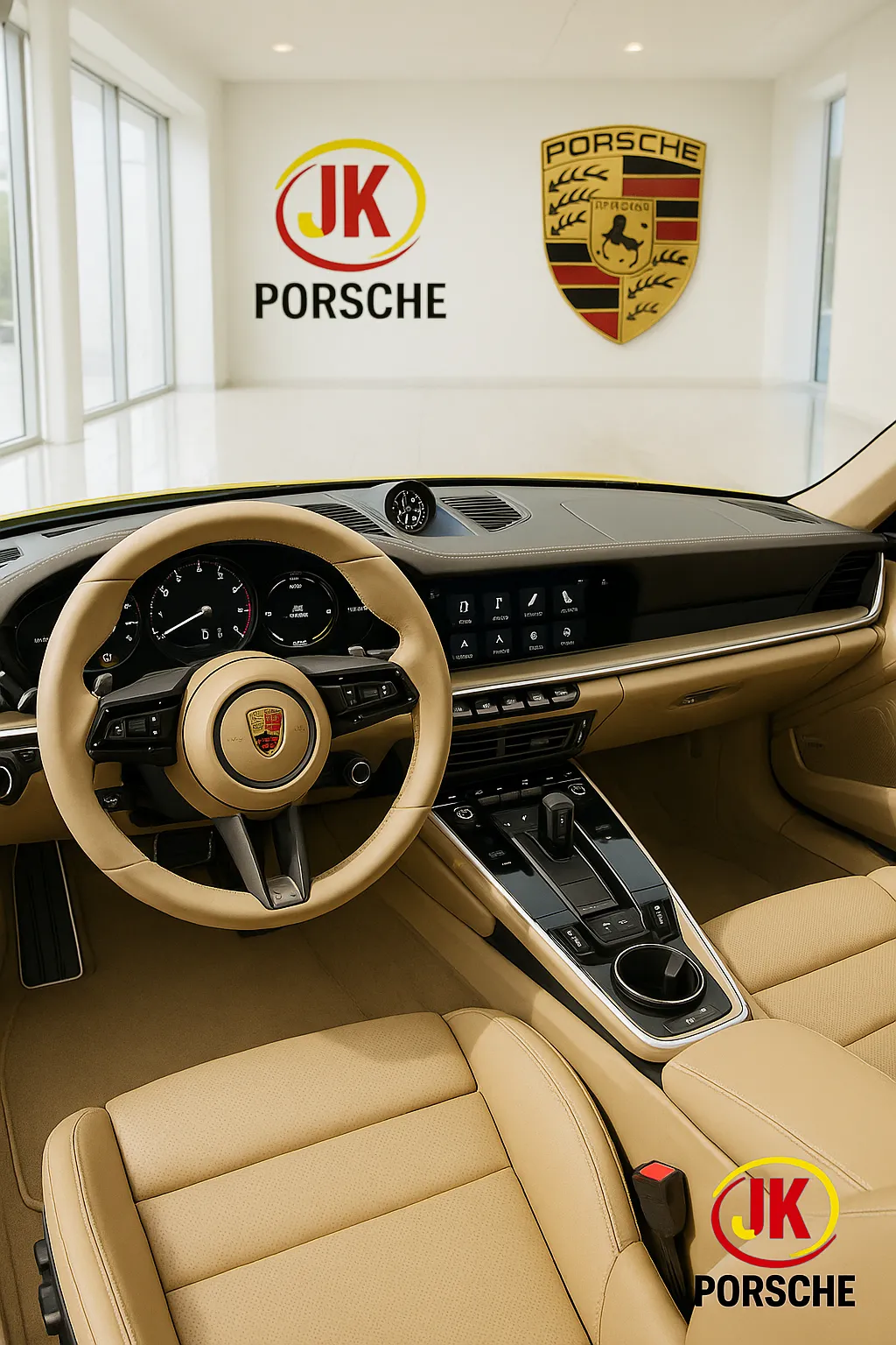 Detalhe do painel digital do Porsche 911 Targa 4 GTS