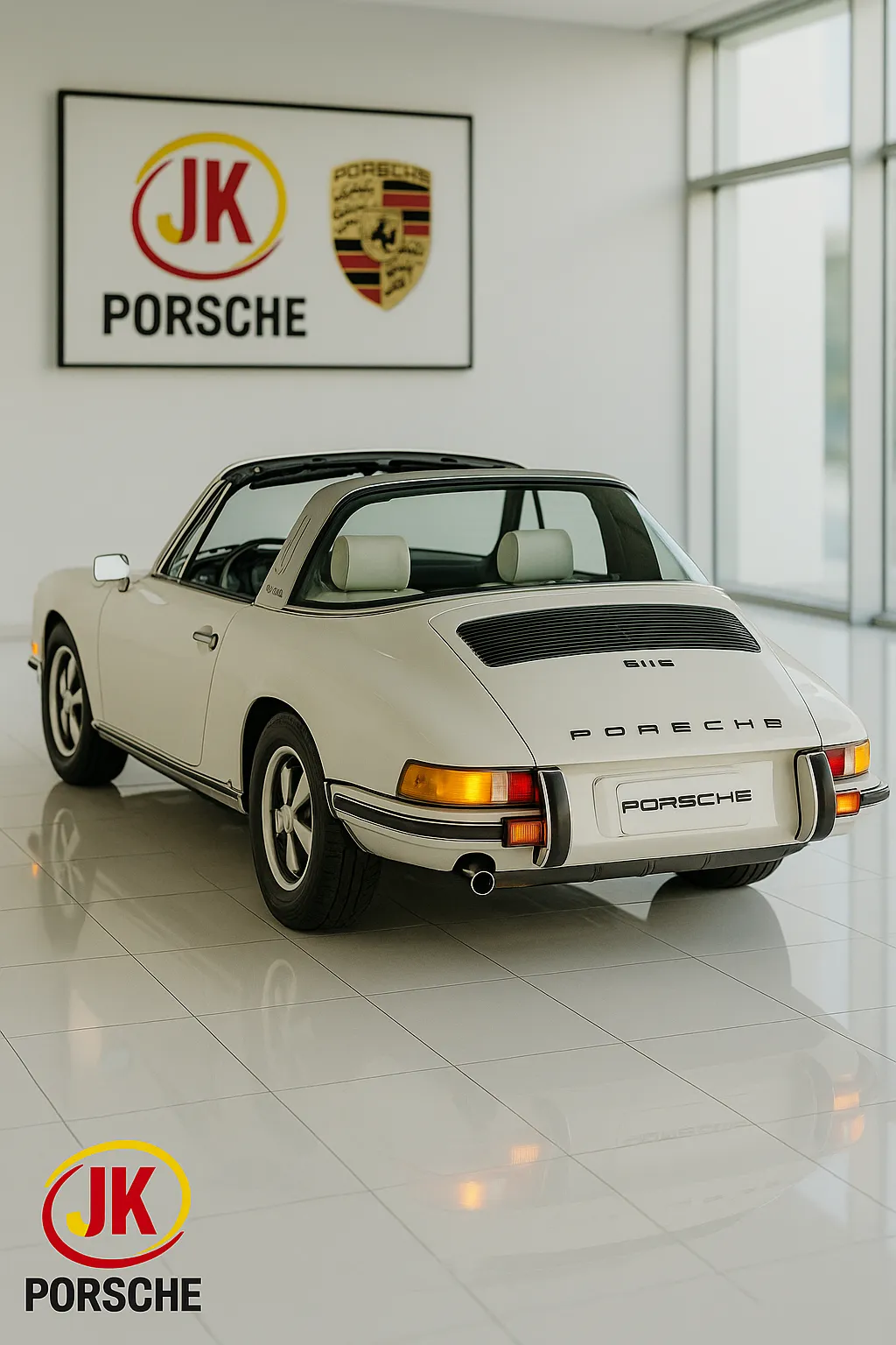 Detalhe do arco Targa e da traseira do Porsche 911 E Targa 1969