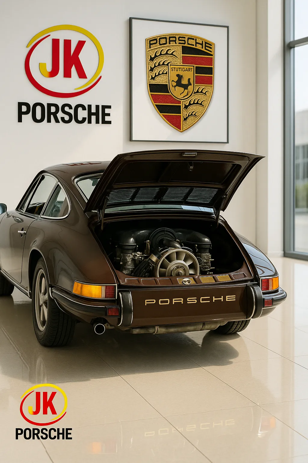 Porsche 911 T 2.2 em close mostrando detalhes de pintura e acabamento