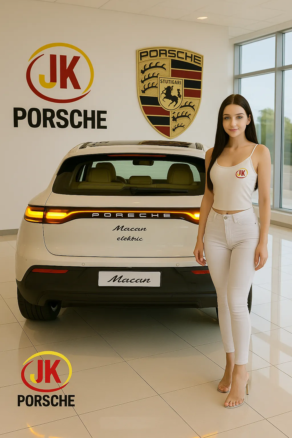 Porsche Macan Electric RWD estacionado em concessionária JK Porsche