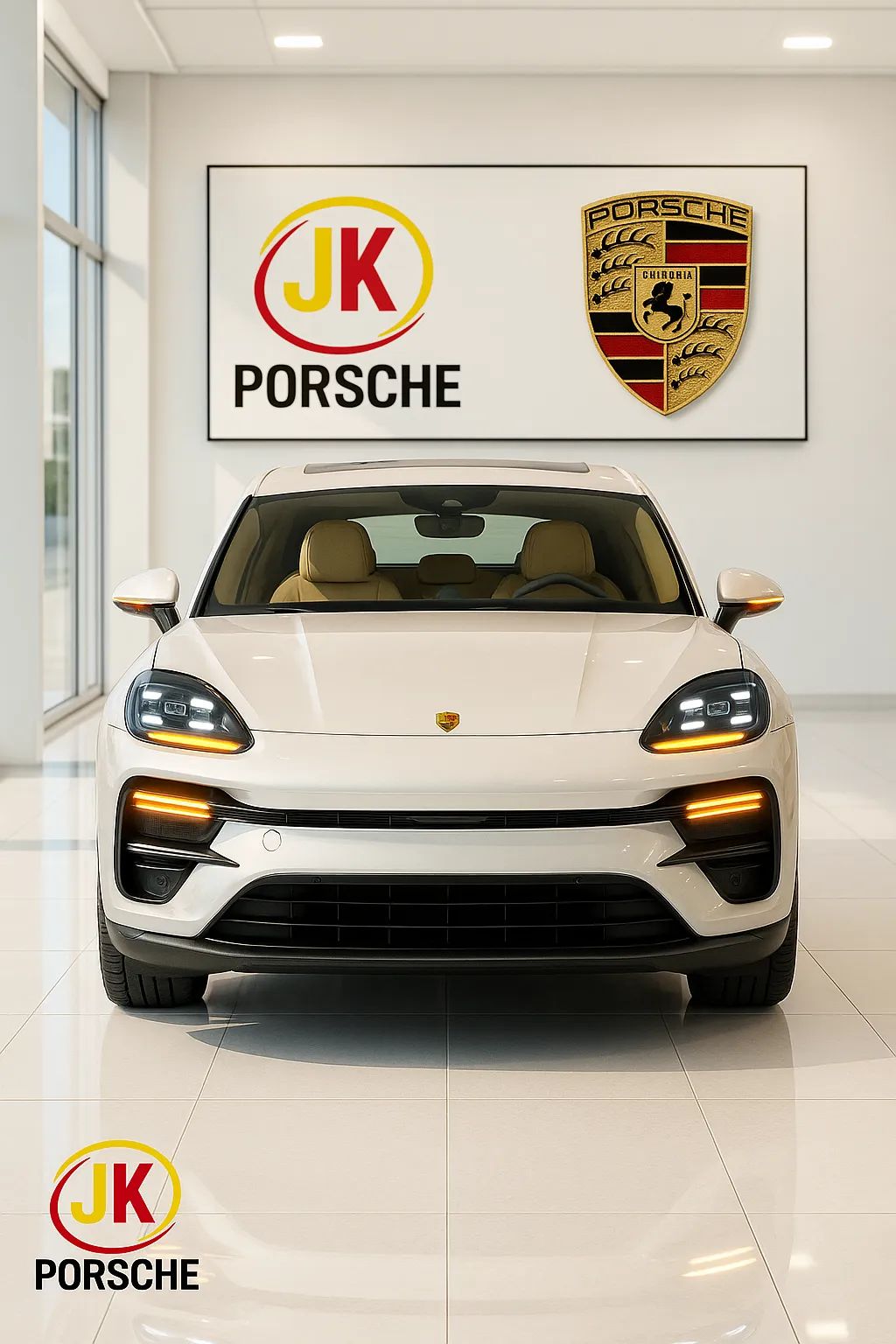 Interior do Porsche Macan Electric RWD 2026 com acabamento bege