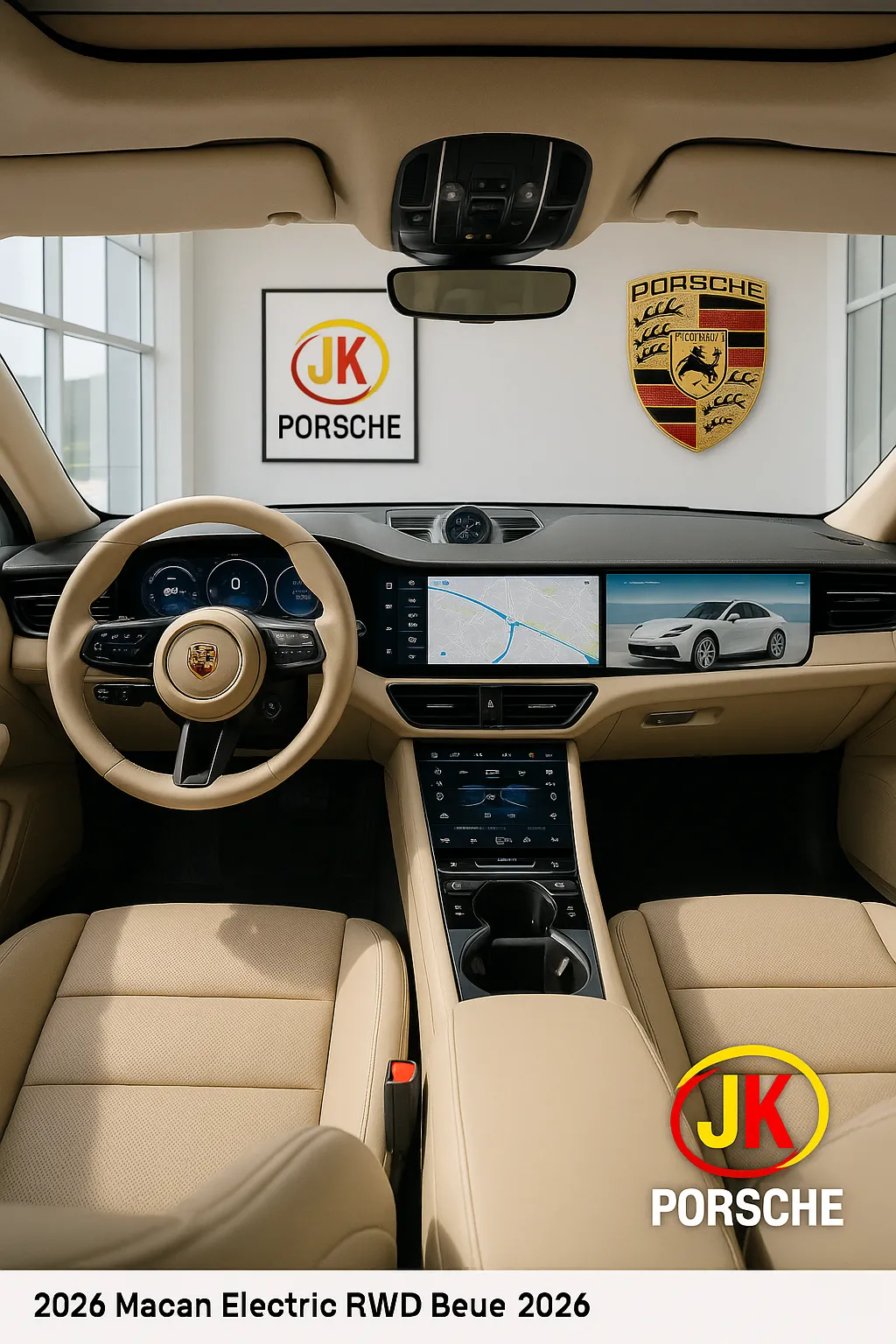 Detalhe do túnel central e console do Porsche Macan Electric RWD 2026