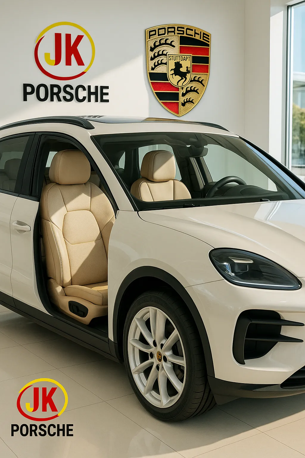 Detalhe do painel digital e volante do Porsche Macan Electric RWD