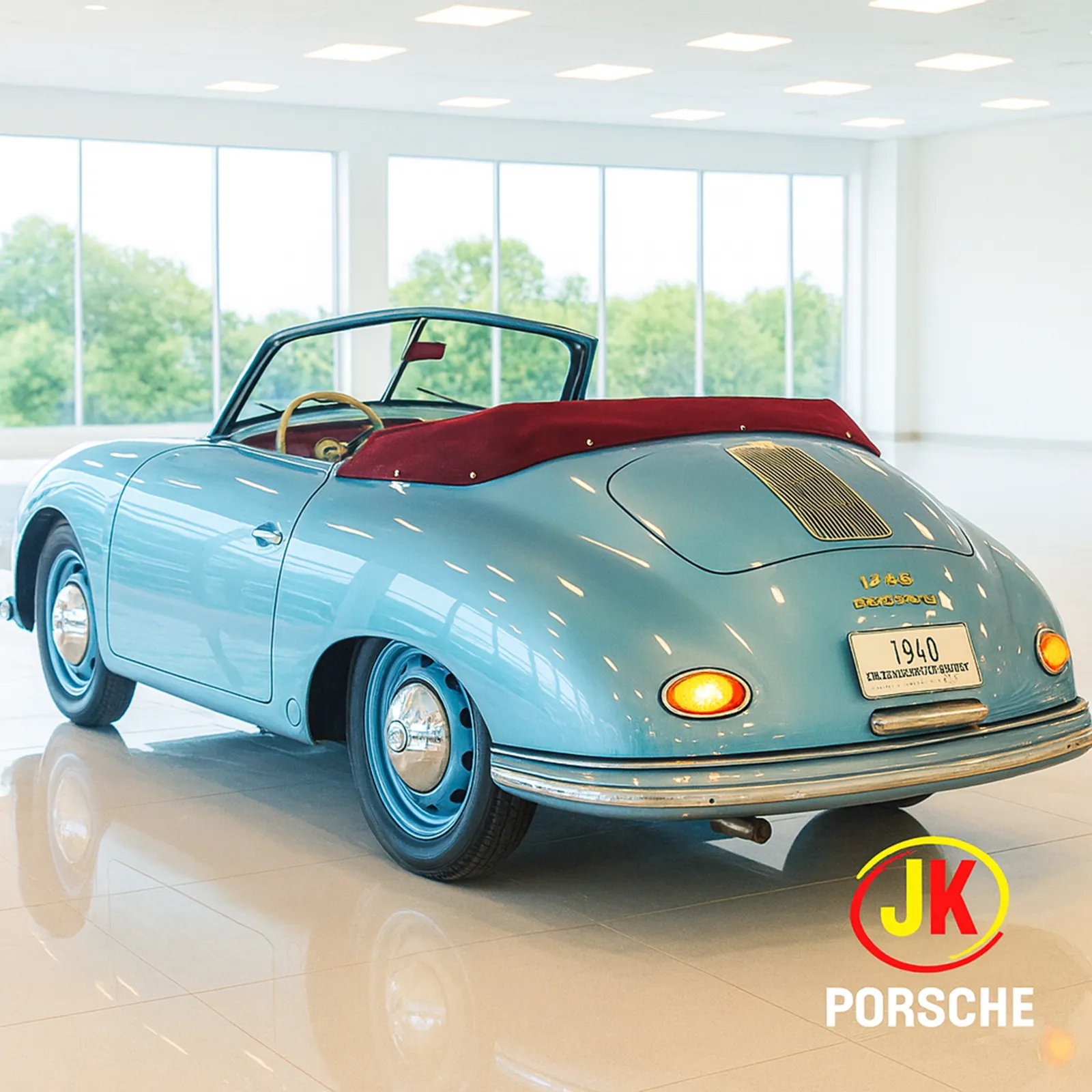 Porsche 356/2 Cabriolet 1948 em perspectiva lateral