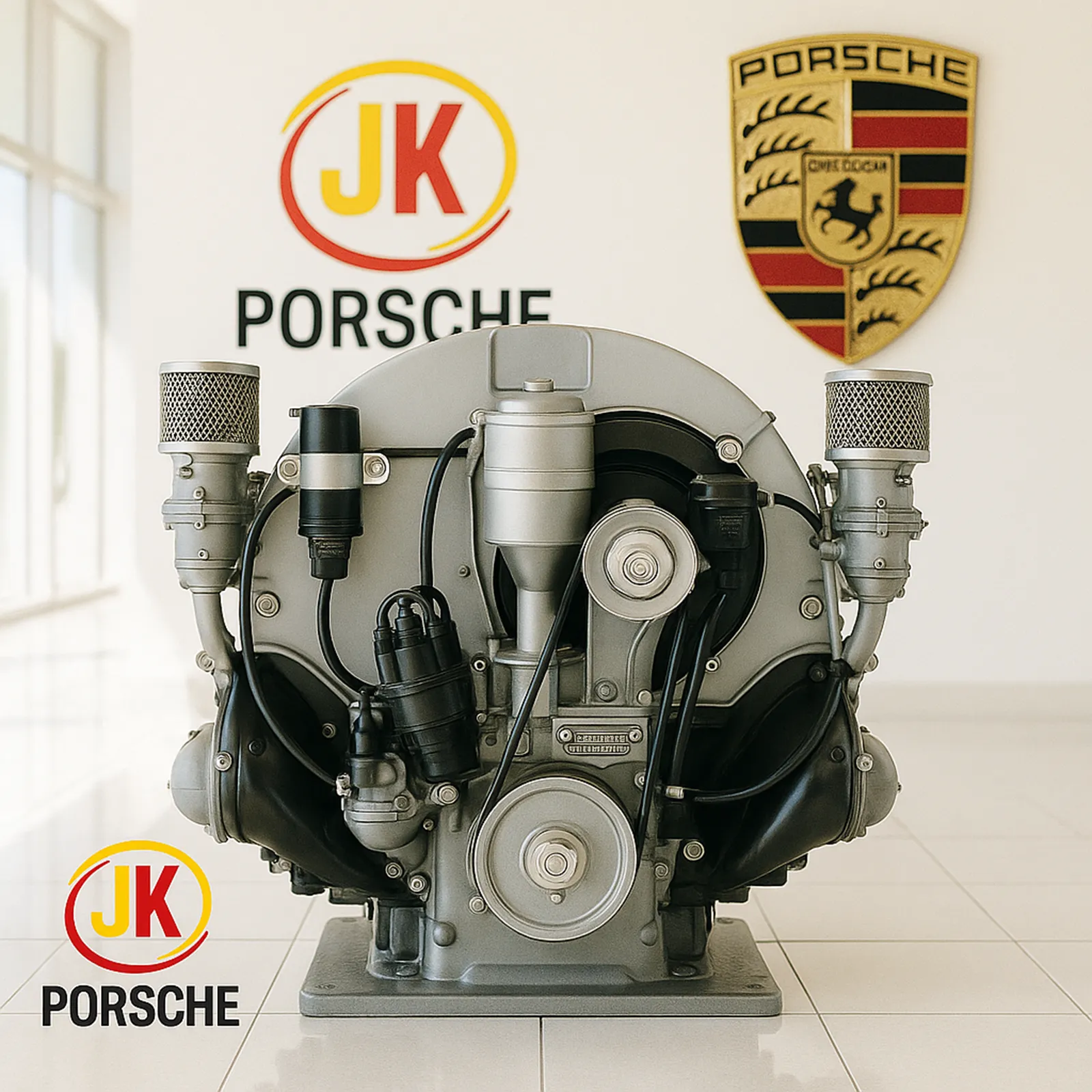 Detalhe do bloco e das tampas de válvulas do Motor Porsche 356 A 1300 Type 506 (A)