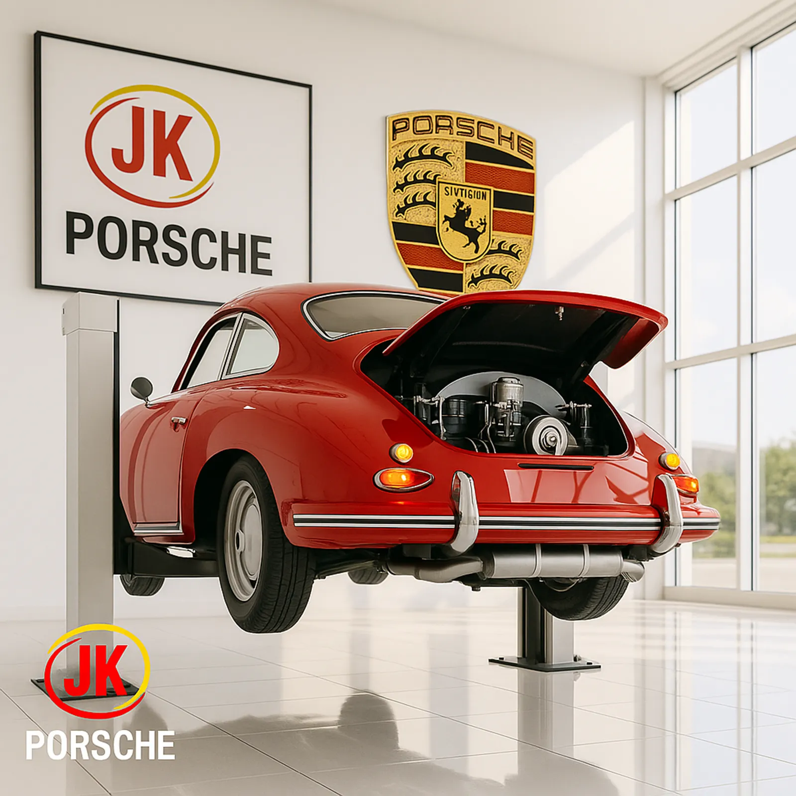 Vista superior do sistema de ventilação do Motor Porsche 356 A 1300