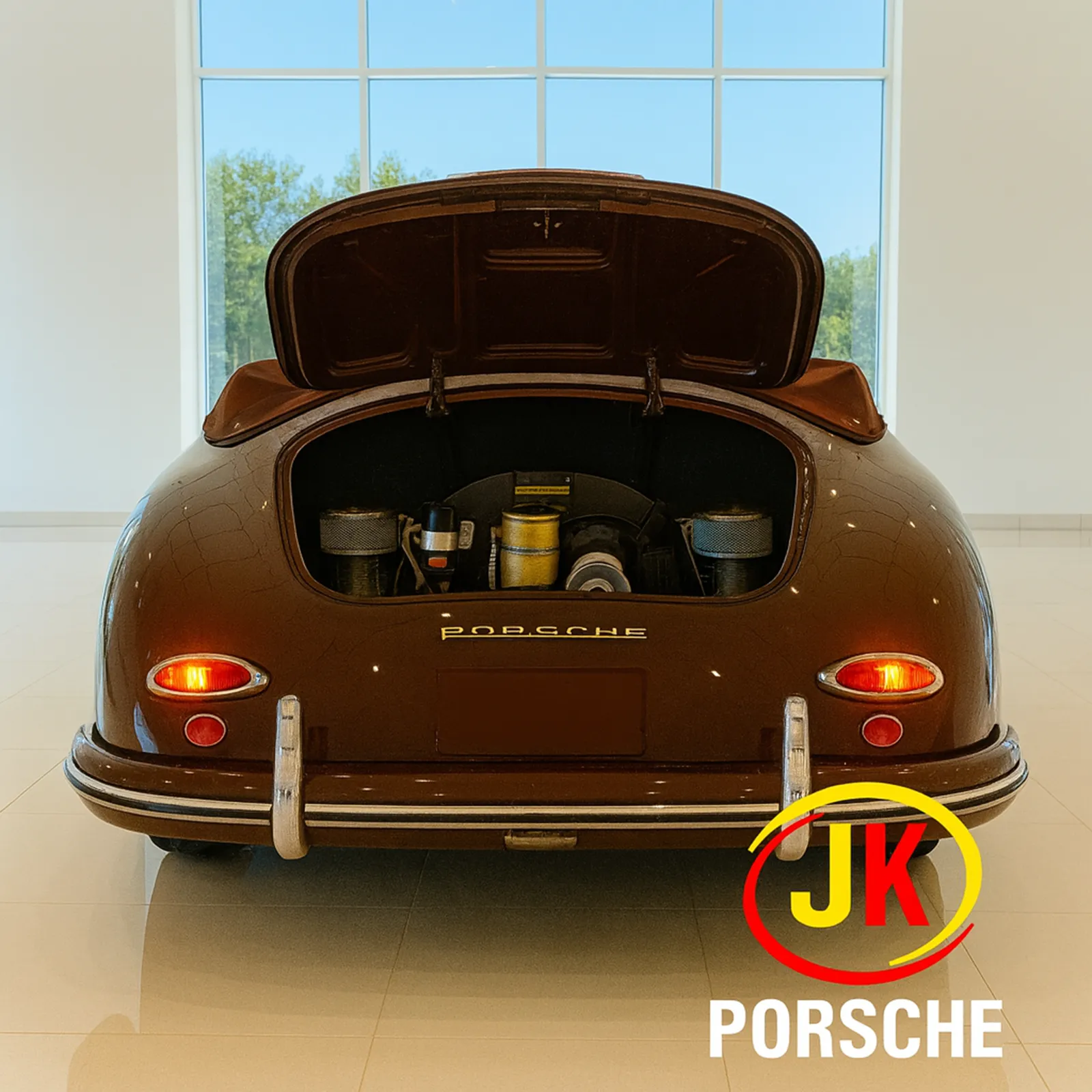 Porsche 356 Cabriolet 1300 1954 em uso dinâmico – Porsche antigo em estrada
