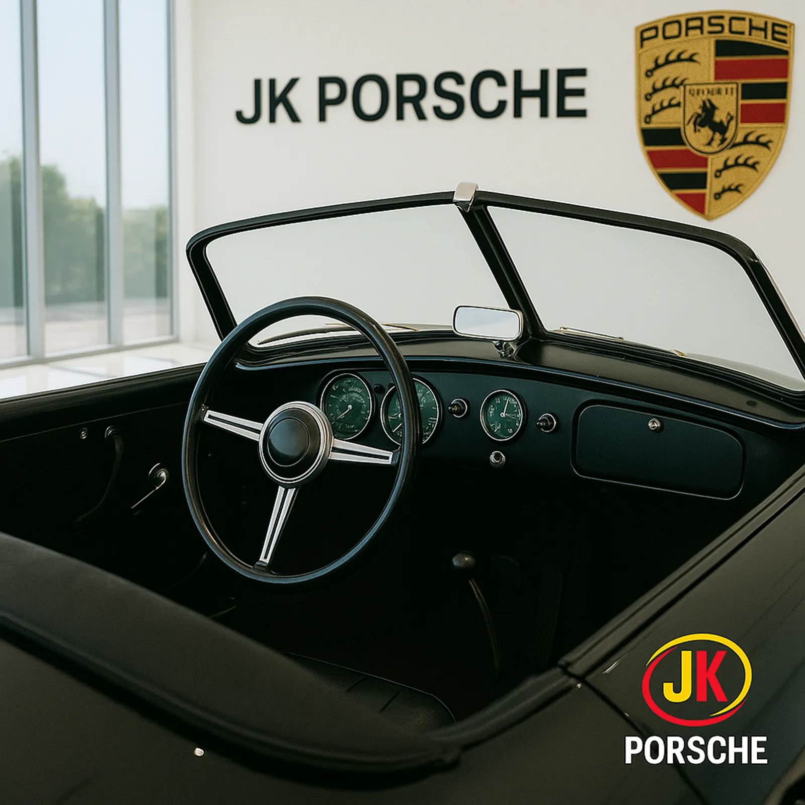 Painel e interior do Porsche 356/1 Roadster 1948 em preto