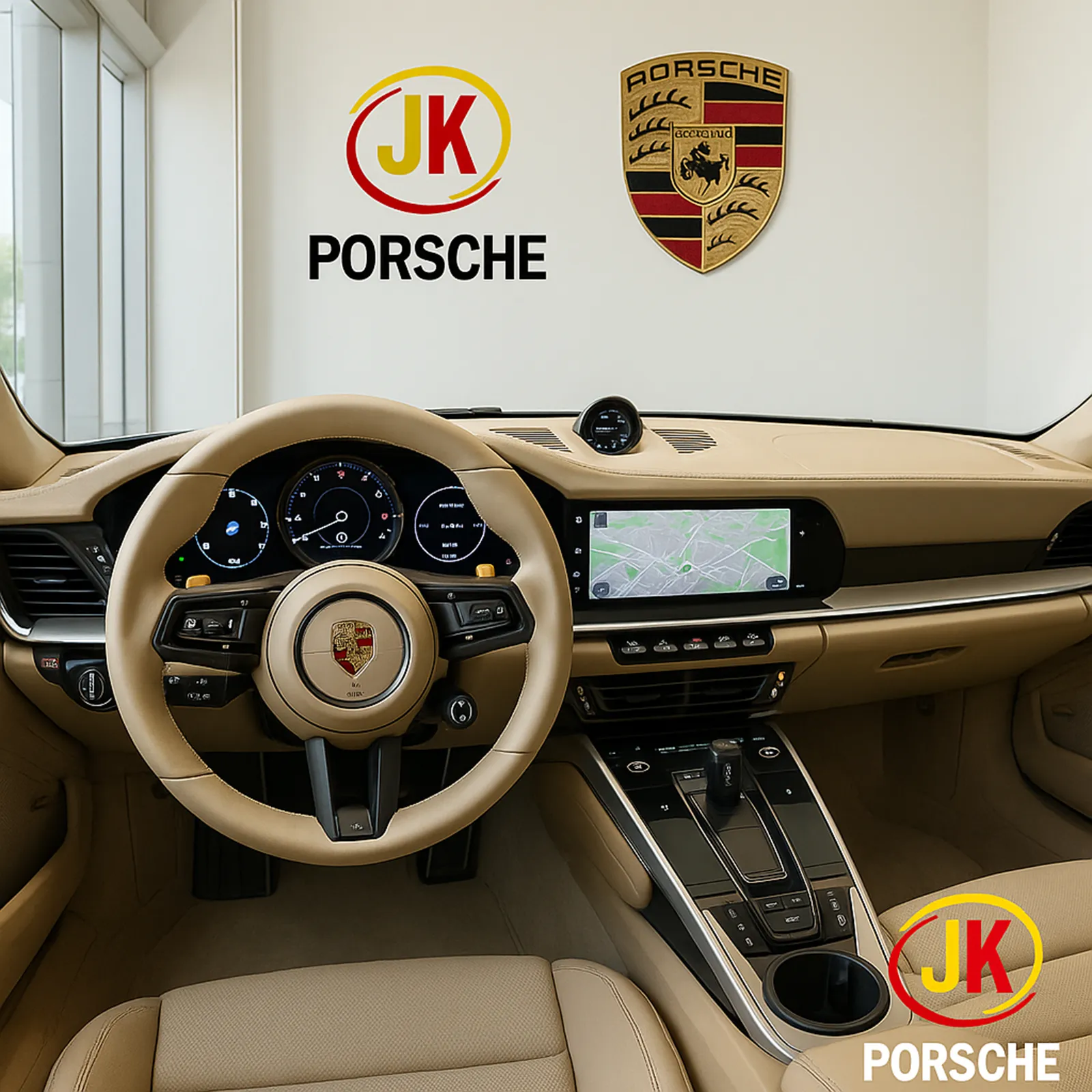 Detalhe do interior e multimídia do Porsche 911 Carrera 4 GTS 3.0 2024