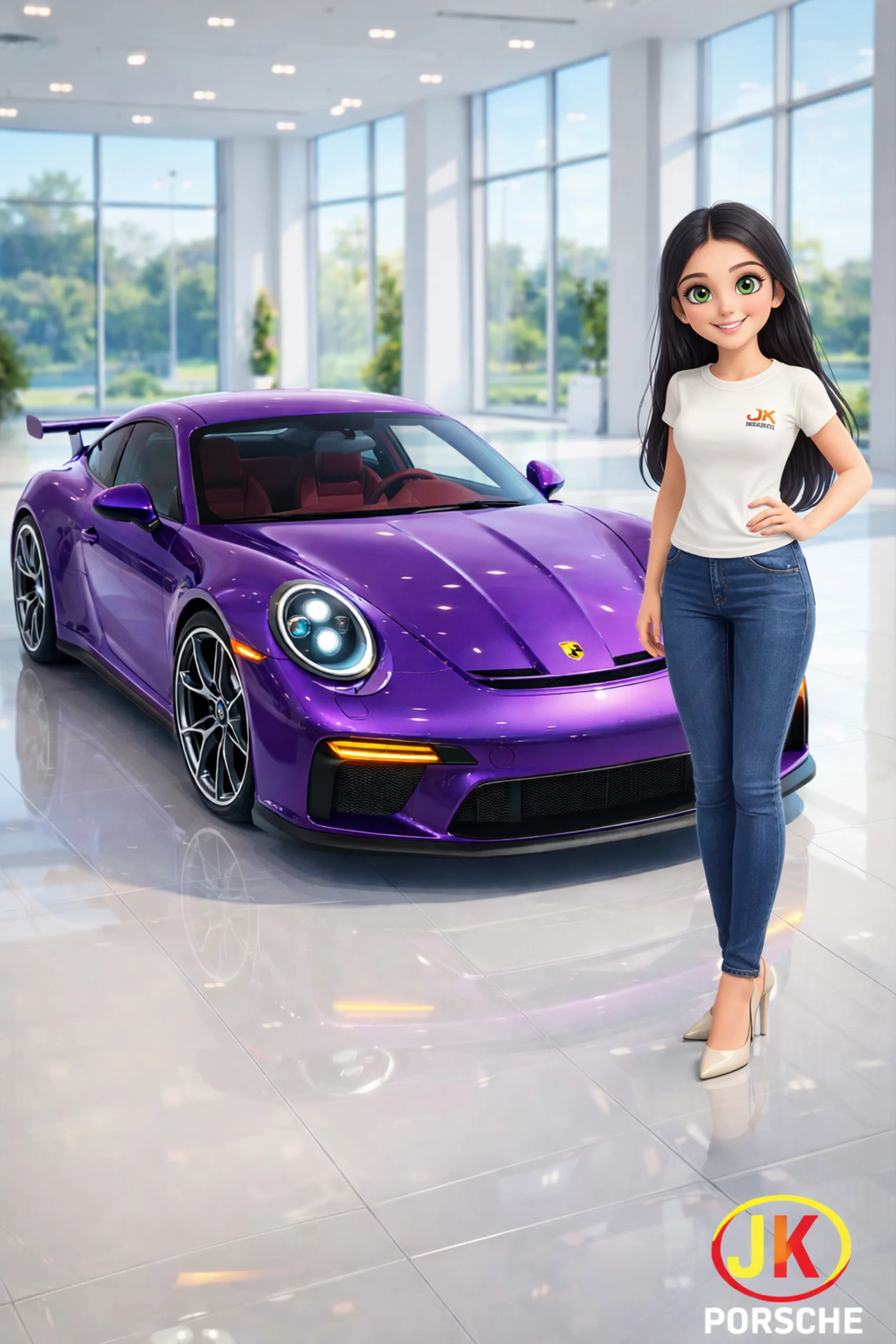 Wallpaper anime Porsche 911 GT3 4.0 2026 com Natália (variação)