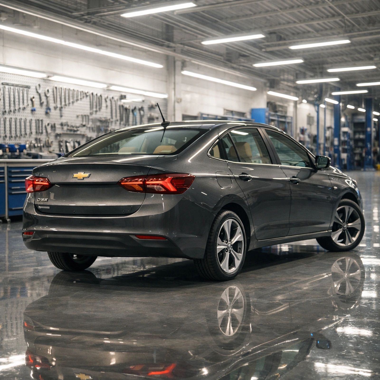 Sedã em cenário técnico para artigo PCD, imagem editorial 2