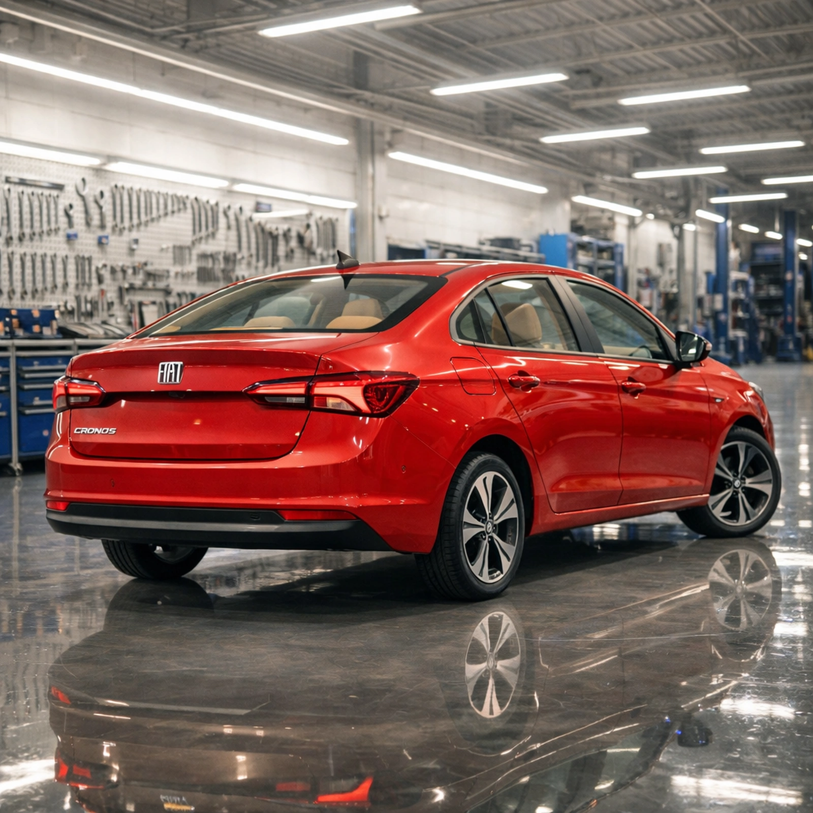 Sedã zero km em cenário de compra técnica, imagem editorial 5