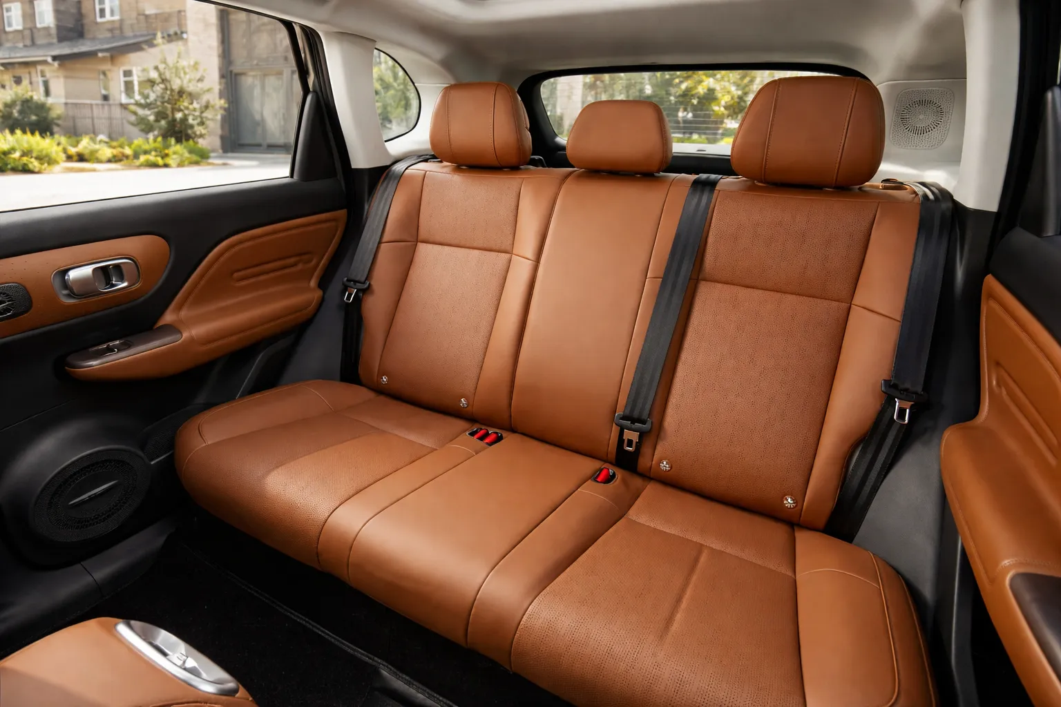 Banco traseiro em couro marrom claro do Leapmotor B10