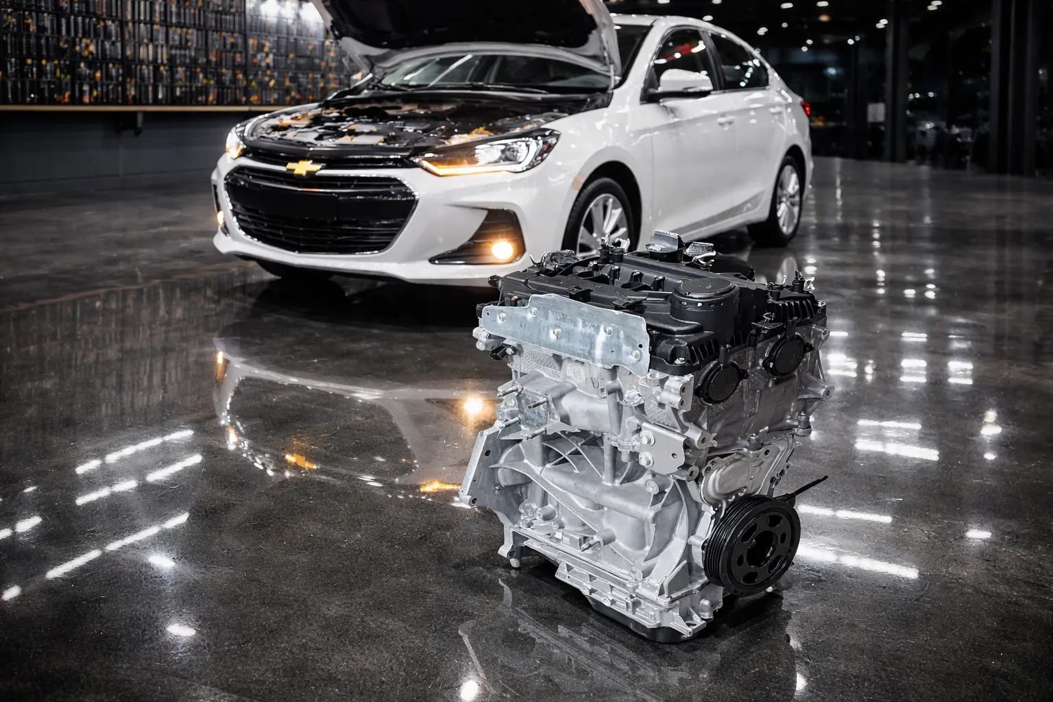 Motor turbo do Chevrolet Onix em oficina