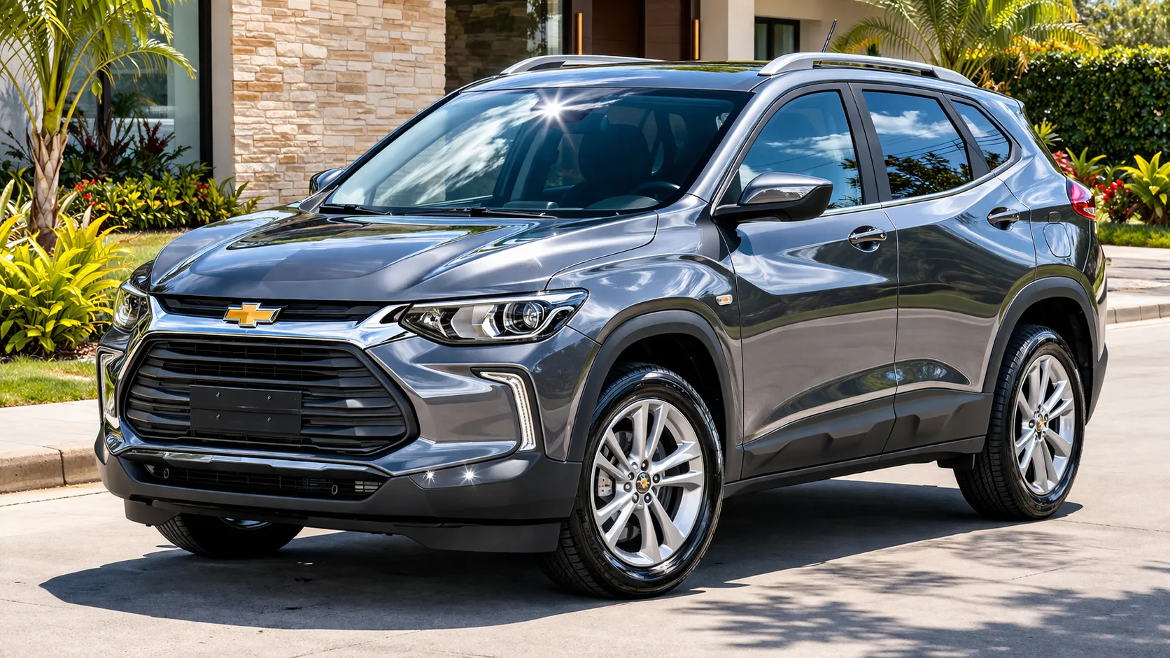 Chevrolet Tracker em frente a casa moderna