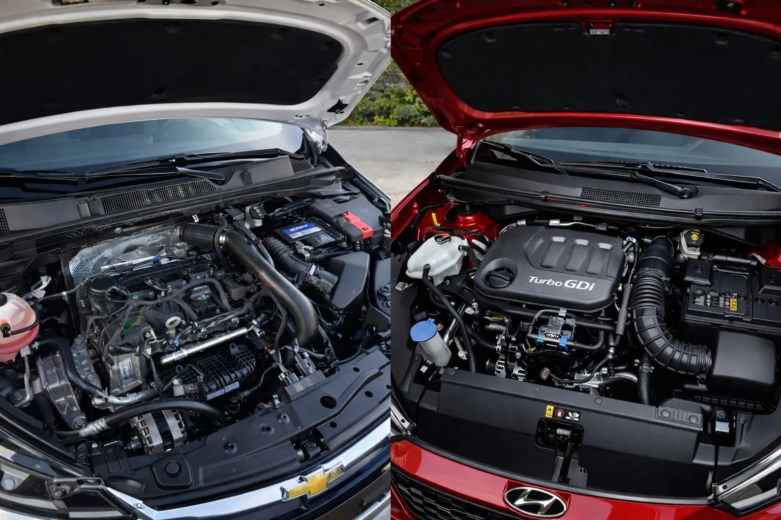 Comparação dos compartimentos do motor de Onix e HB20