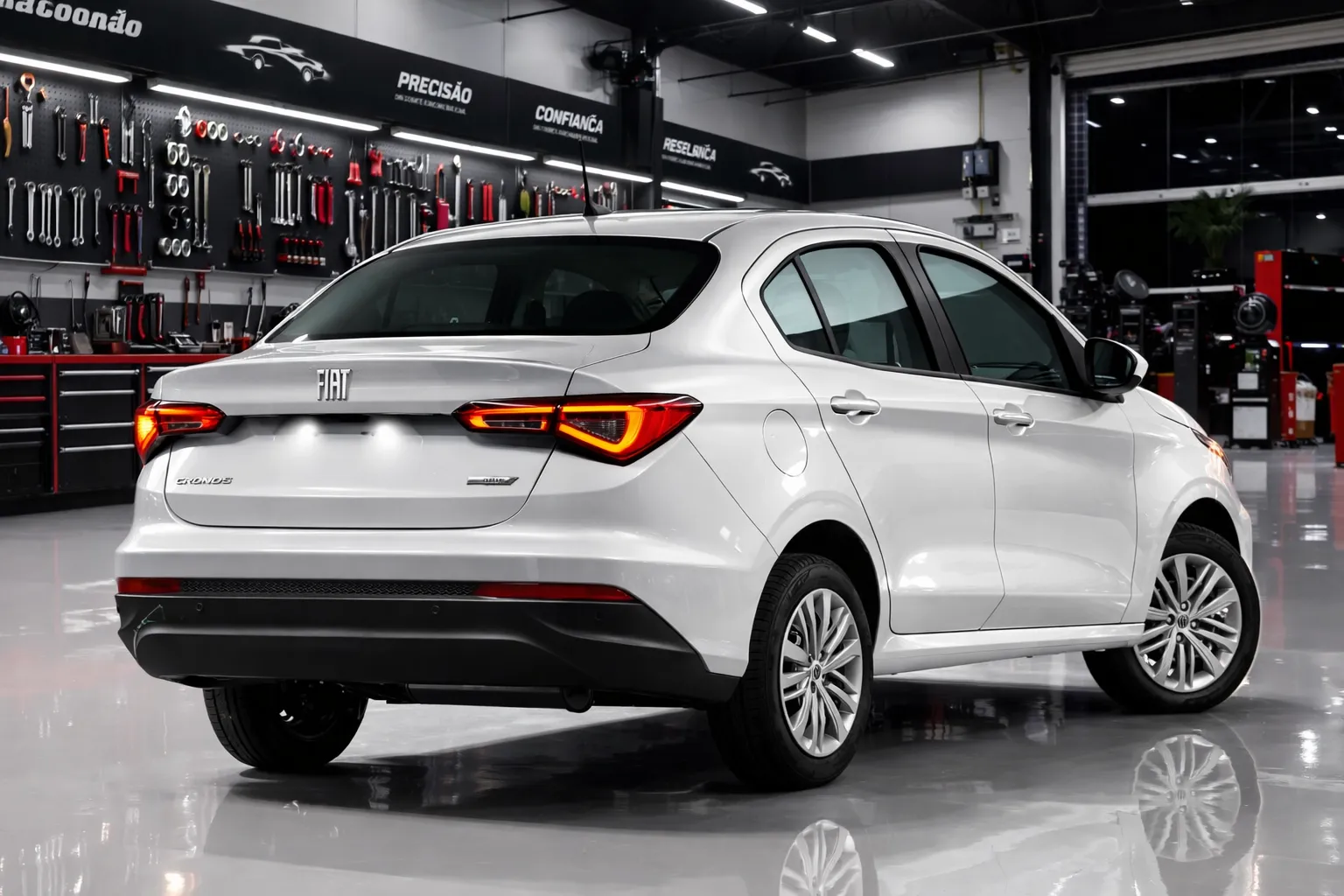 Fiat Cronos no workshop iluminado