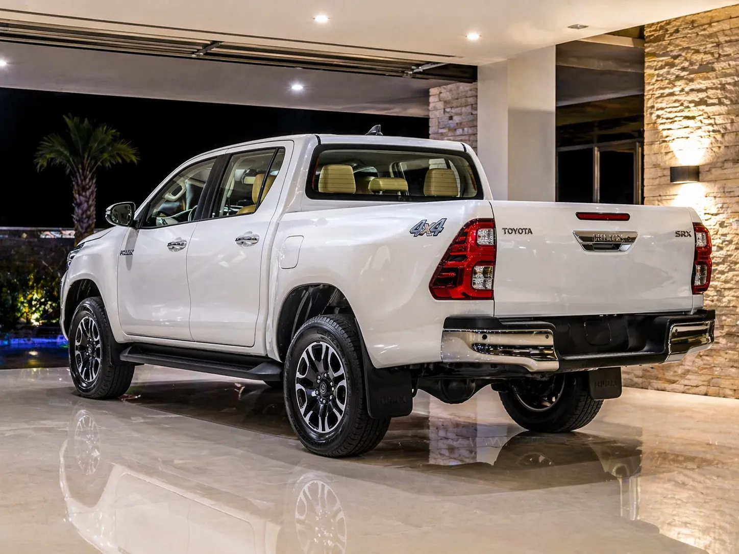 Interior da Toyota Hilux SRX AT PCD 2026 com acabamento premium