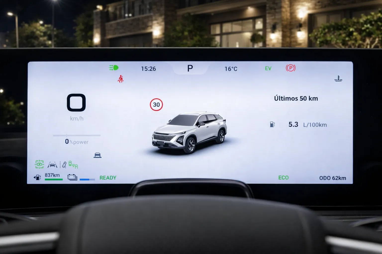Omoda 5 HEV 2026 em perspectiva lateral