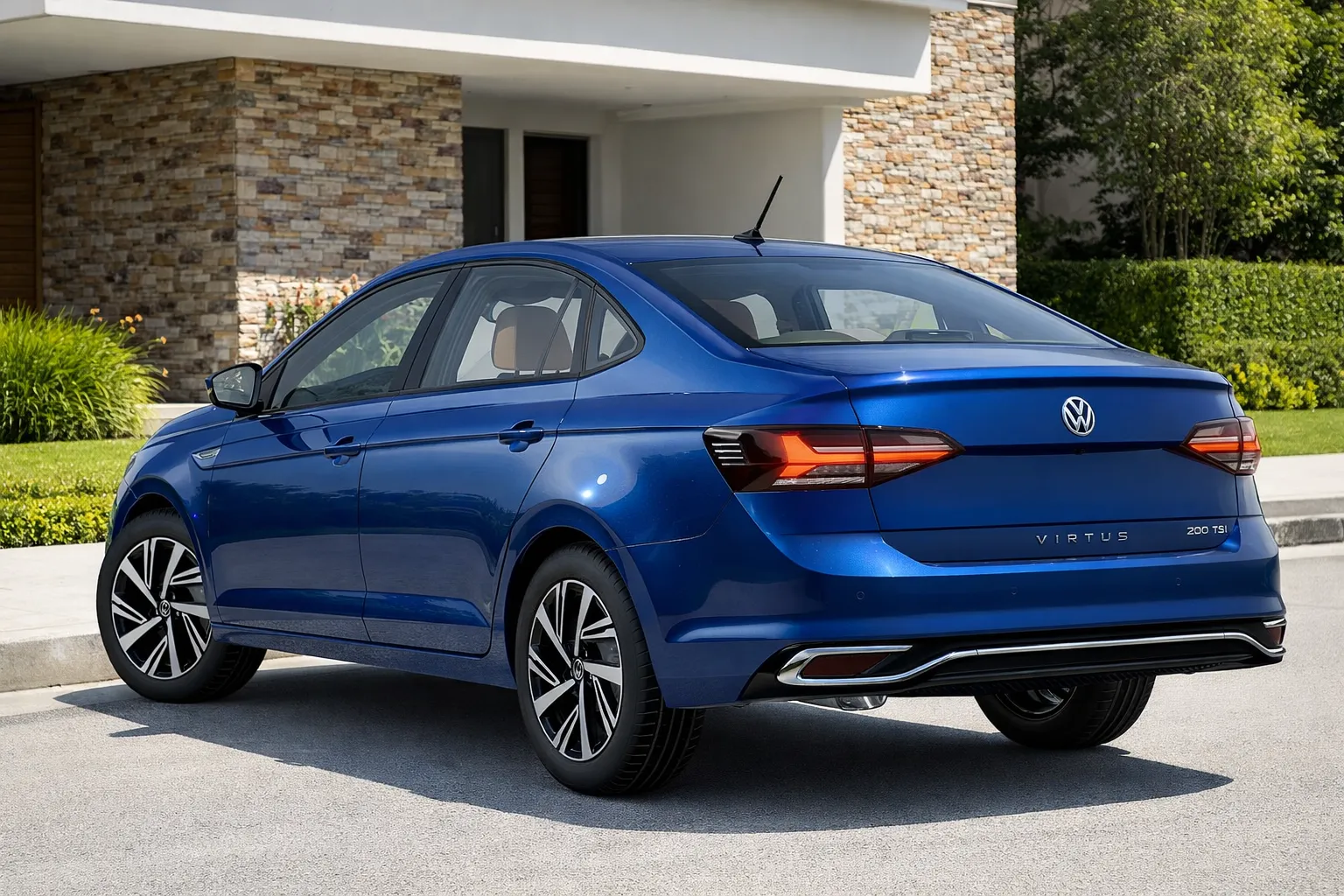 Volkswagen Virtus PCD seminovo com foco no desenho lateral e proporções do sedã