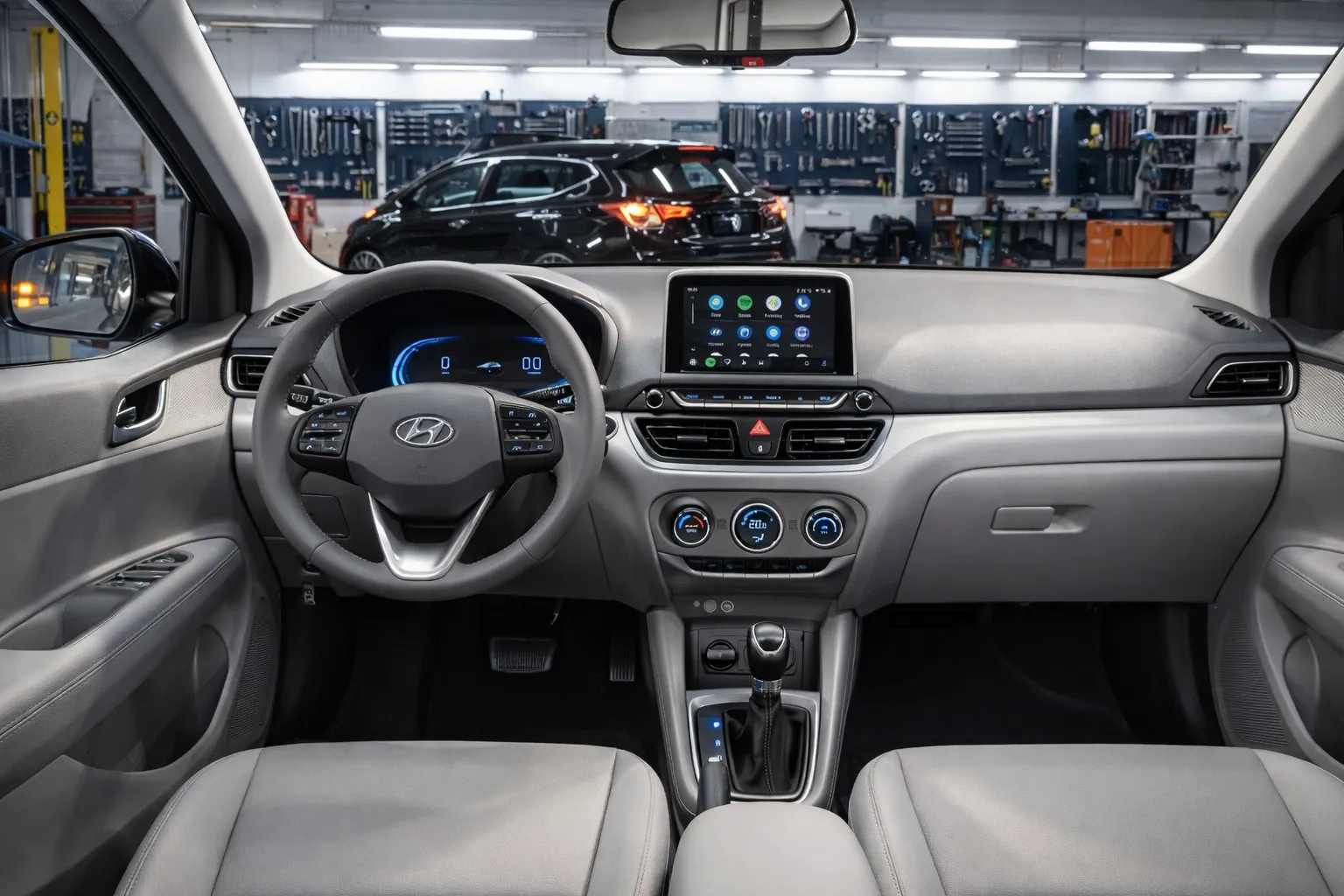 Interior do HB20 Turbo na oficina