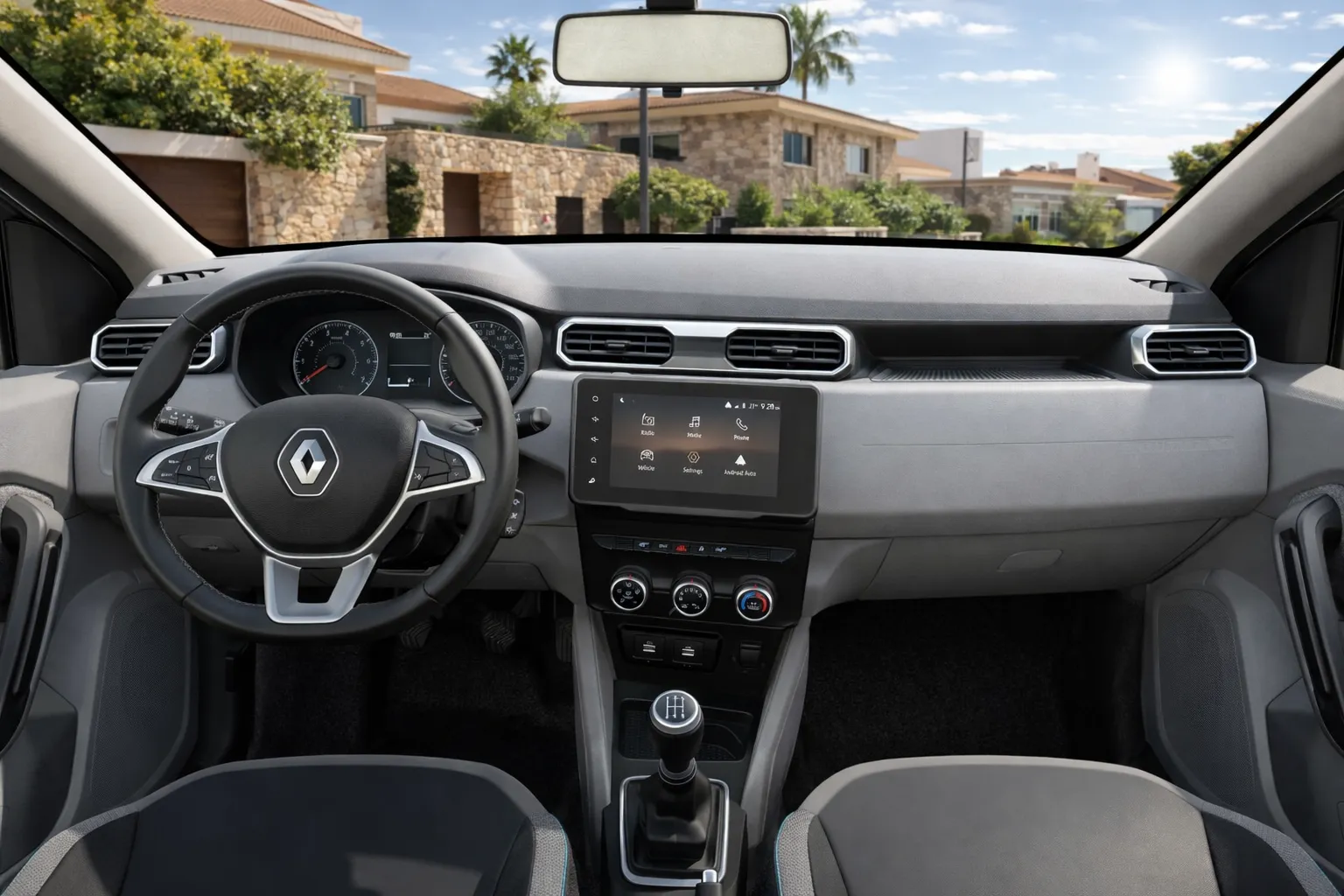 Interior do Renault Duster na rua