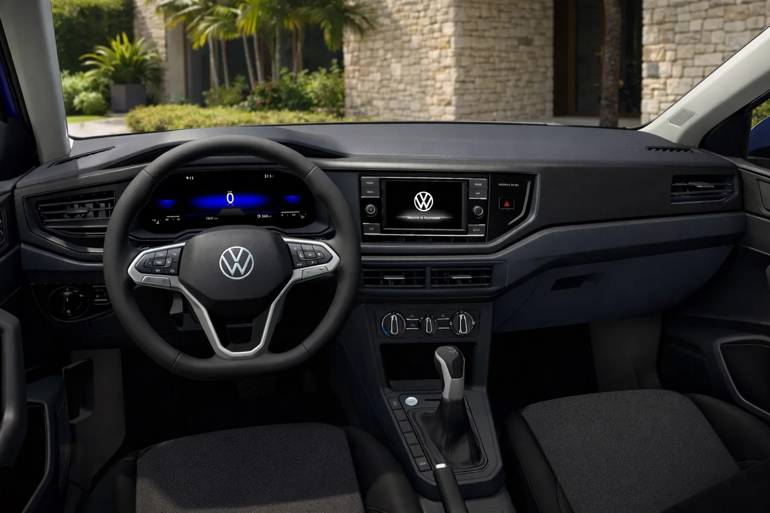 Interior moderno do Volkswagen Polo 2023