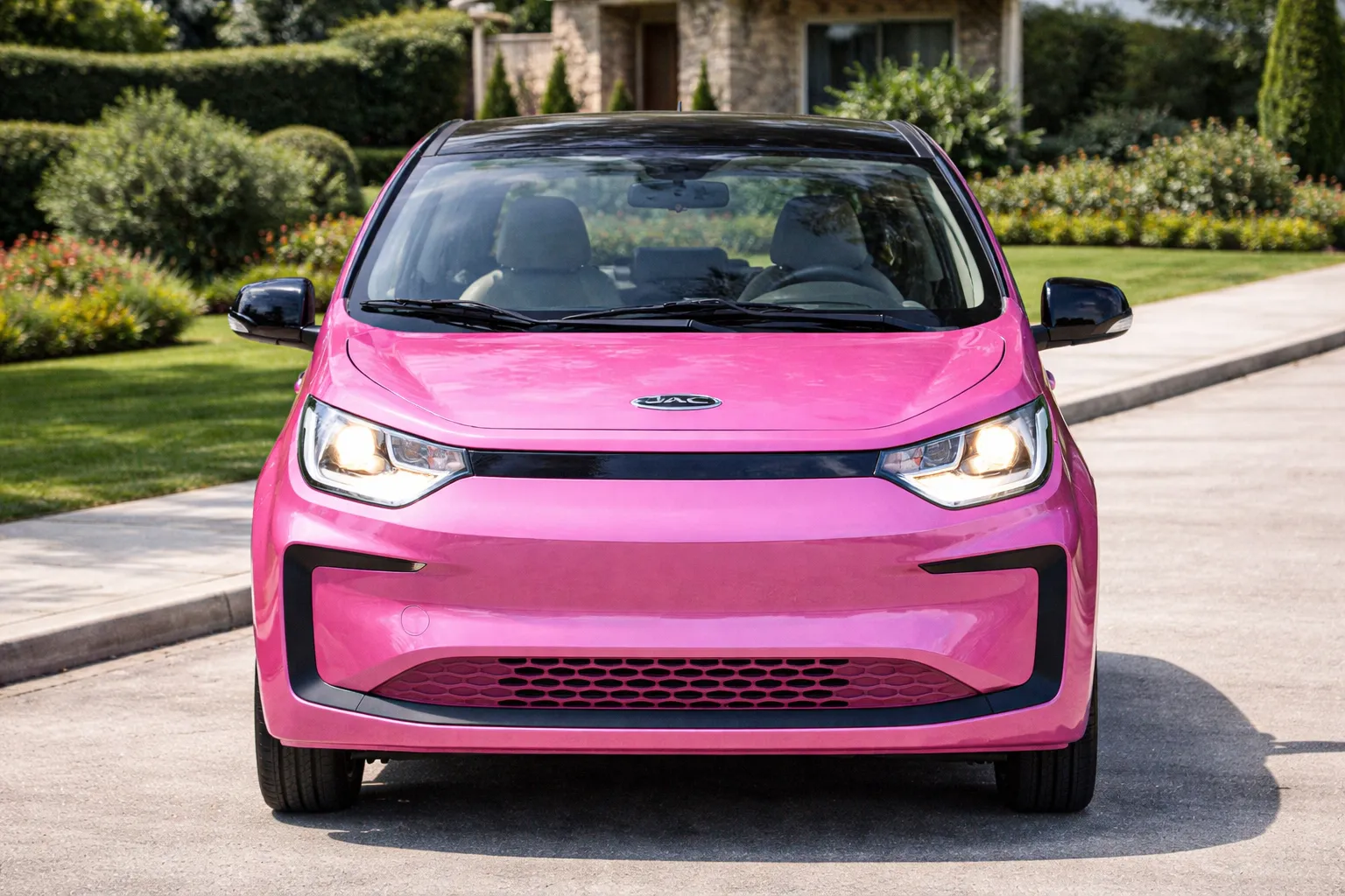 JAC E-JS1 Optimistic Pink em jardim