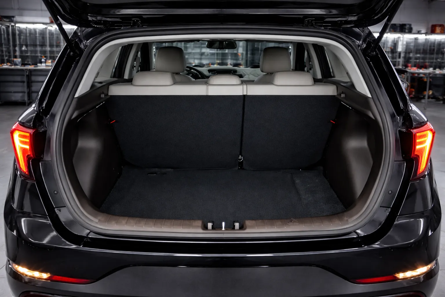 Porta-malas do HB20 em oficina organizada