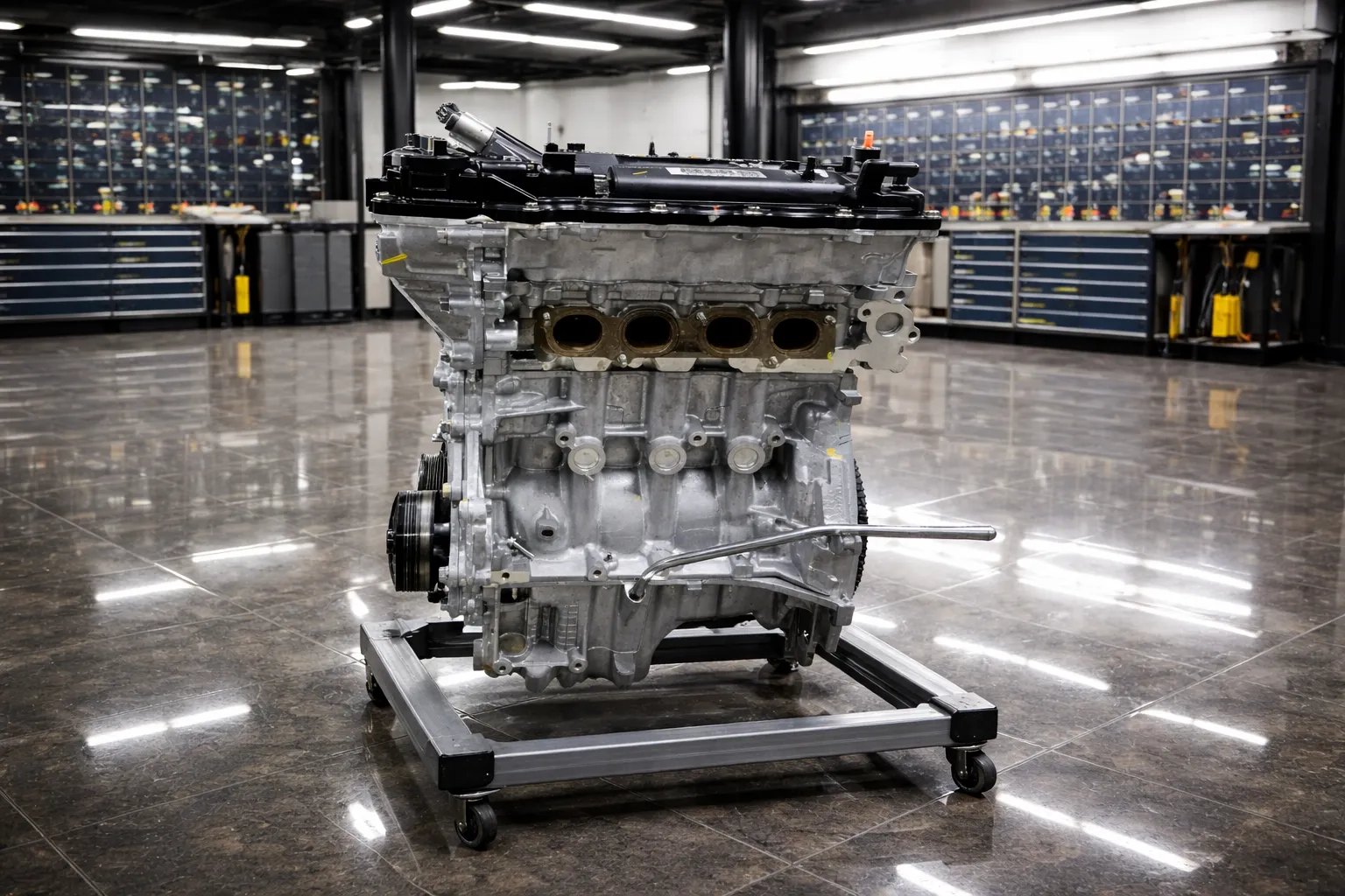 Motor Toyota em bancada de oficina