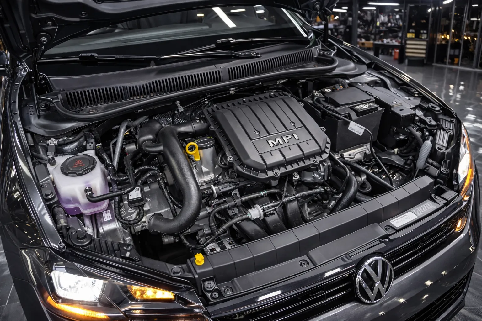 Motor de Polo em oficina iluminada