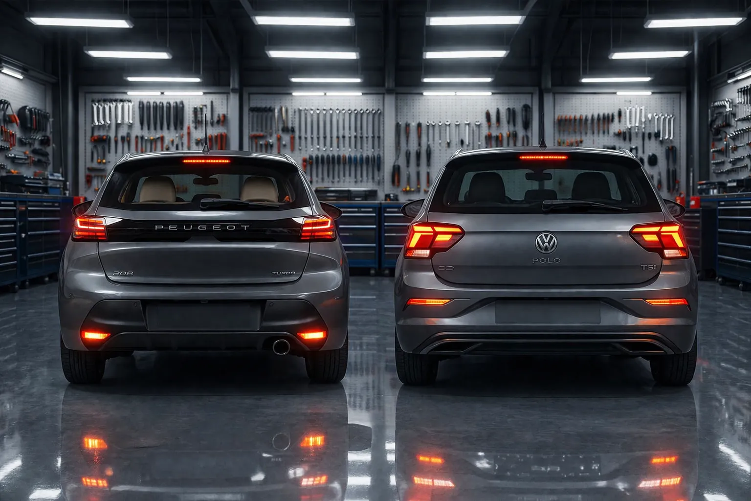 Oficina moderna com carros brilhantes