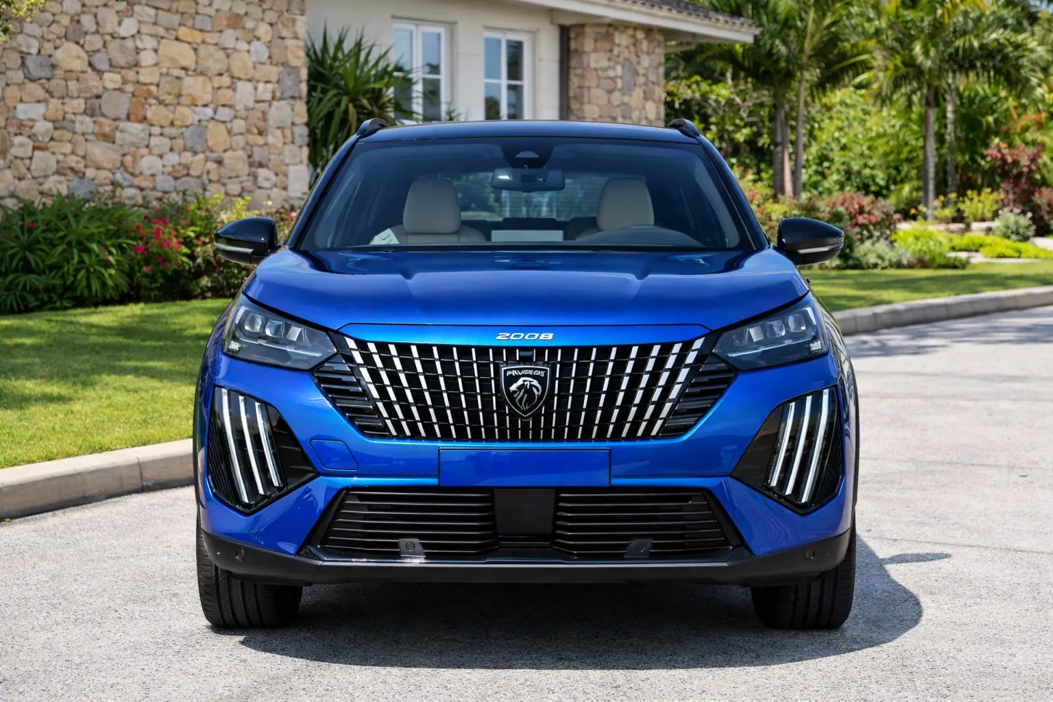 Peugeot 2008 GT sob sol em rua tranquila