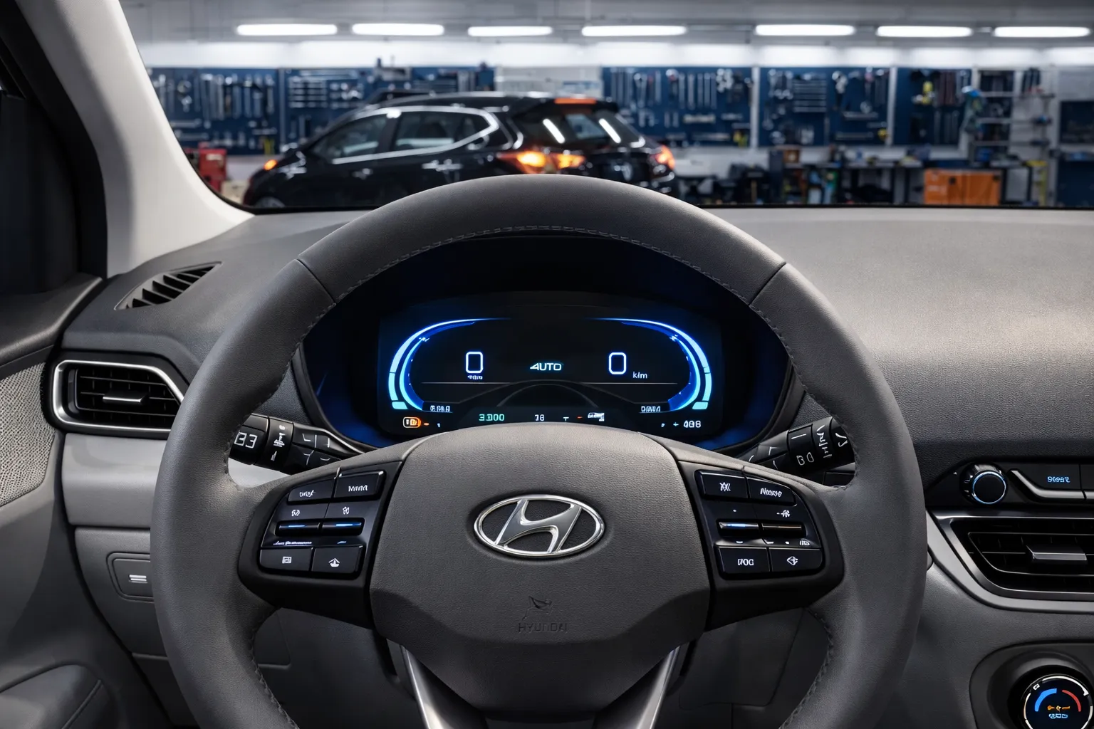 Visão do painel do Hyundai HB20