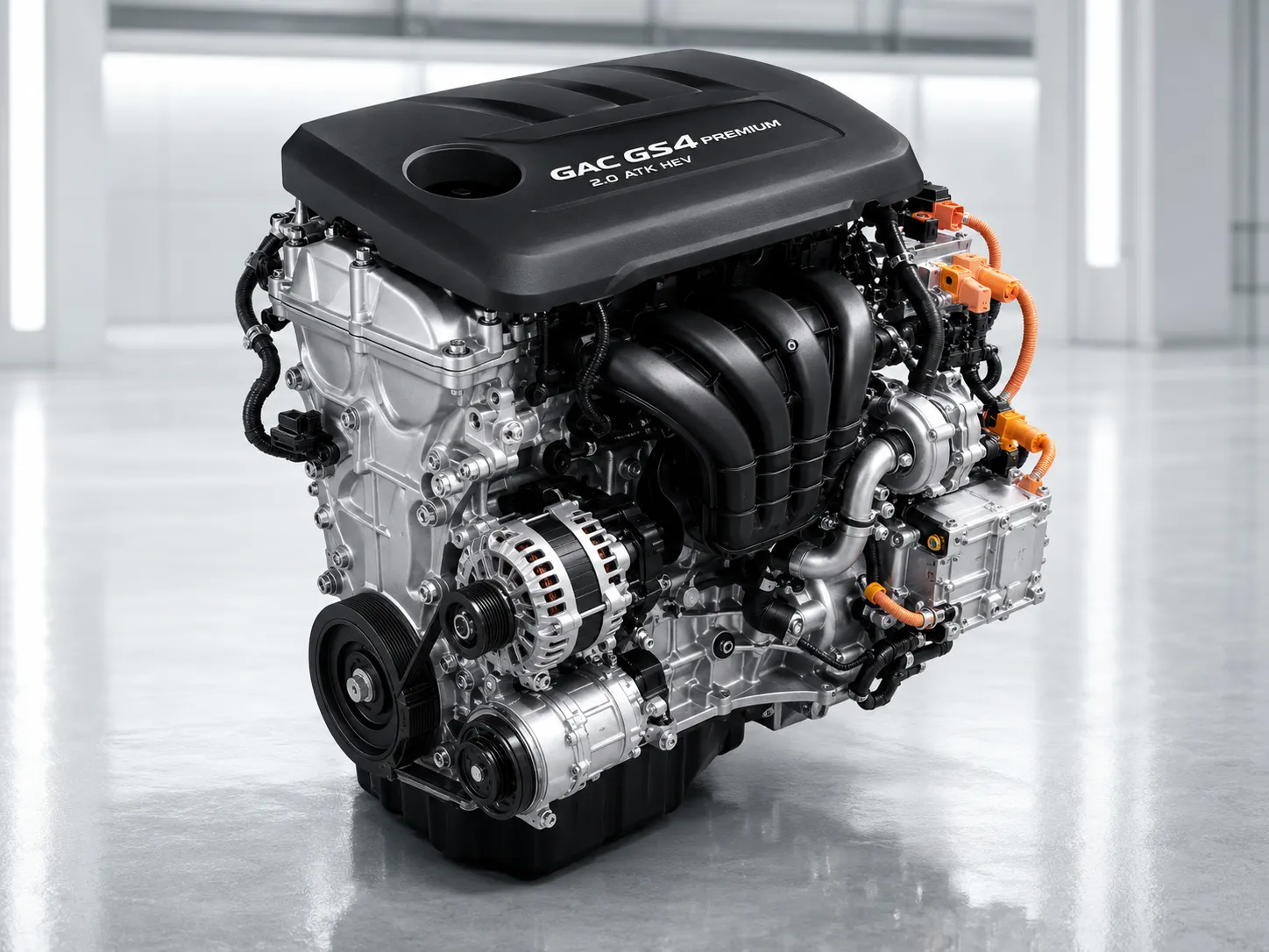 Motor 2.0 ATK do GAC GS4 Premium 2.0 HEV 2026 fora do carro em ambiente de oficina