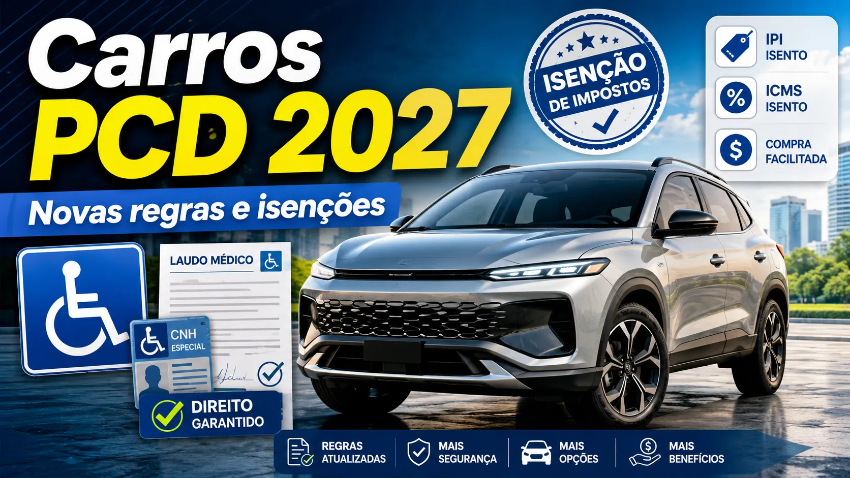 Carros PCD 2027: regras, isenções e documentos